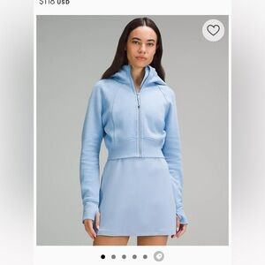 Scuba Full-Zip Cropped Hoodie in Sheer blue NWT size 6 or XS